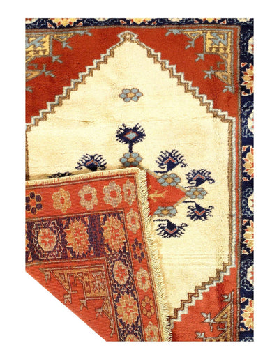 Canvello Fine Hand Knotted Vintage Turkish Oushak Rug 3'3'' X 3'9'' - Canvello