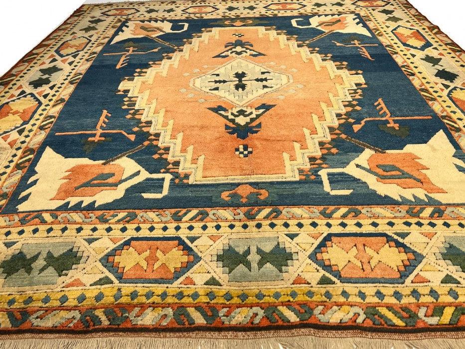 Canvello Fine Hand Knotted Vintage Turkish Serapi Rug - 8'4'' X 9'9'' - Canvello