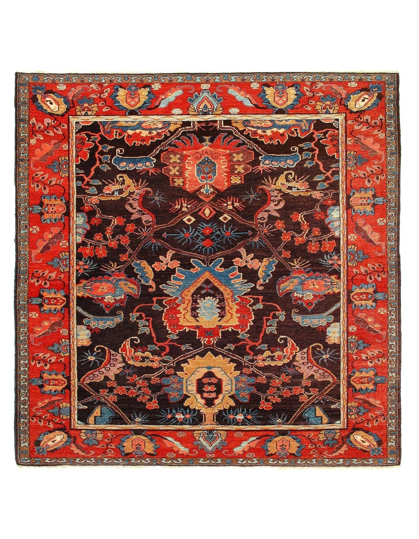 Canvello Fine hand Knotted Vintage Turkish Square Wool Rug for Living Room Aesthetic - 8' X 8' - Canvello