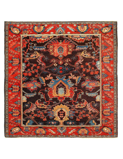 Canvello Fine hand Knotted Vintage Turkish Square Wool Rug for Living Room Aesthetic - 8' X 8' - Canvello