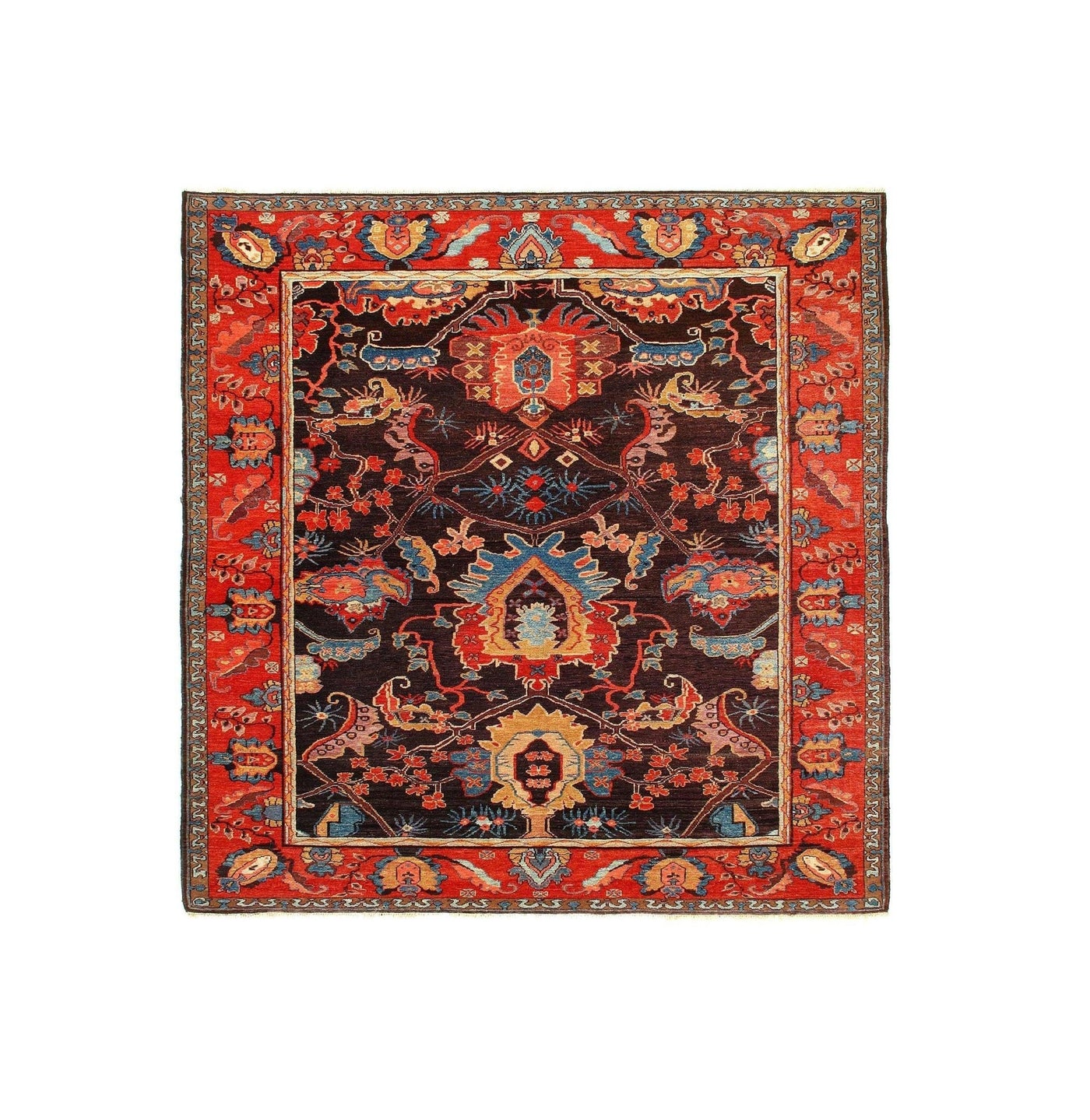 Canvello Fine hand Knotted Vintage Turkish Square Wool Rug for Living Room Aesthetic - 8' X 8' - Canvello