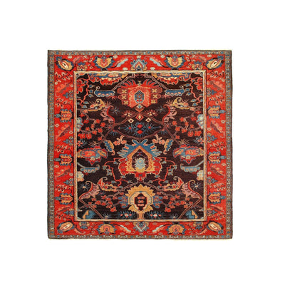 Canvello Fine hand Knotted Vintage Turkish Square Wool Rug for Living Room Aesthetic - 8' X 8' - Canvello