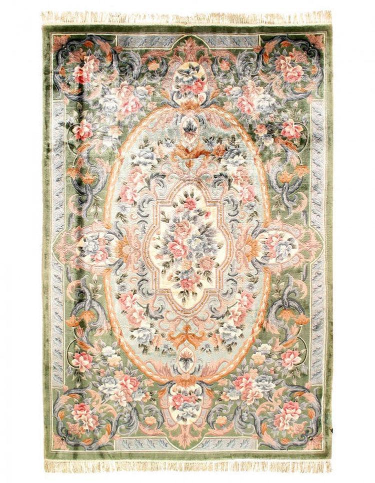 Canvello Fine Hand Knotted V.silk Chinese Aubusson rug 6' X 9' - Canvello