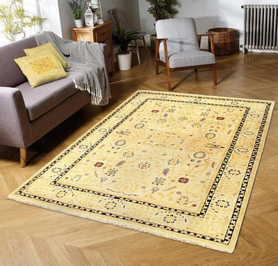 Canvello Fine Hand Knotted ziegler Sultanabad Desing rug 6'1'' X 9'1'' - Canvello