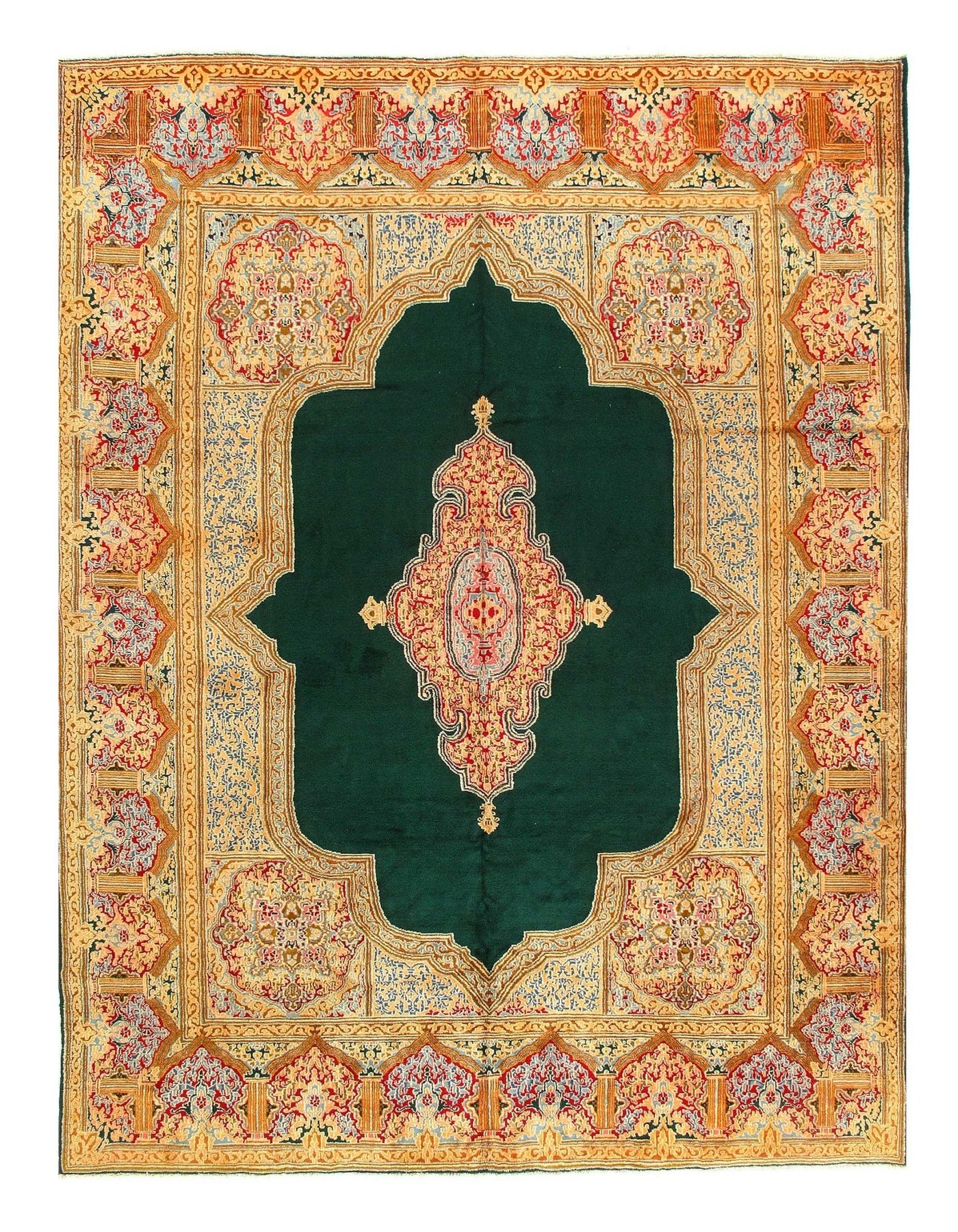 Canvello Fine Hand Silkroad Kerman Green Rug - 10'3'' X 13'4'' - Canvello