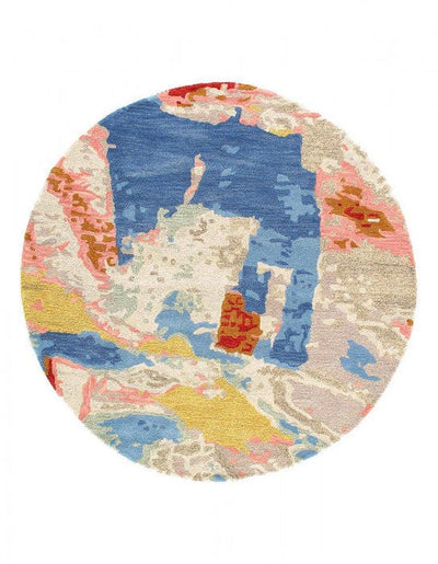 Canvello Fine Hand Tufted Abstract Round Rug - 5' X 5'