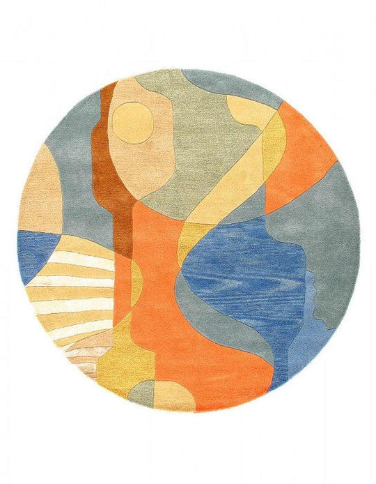 Canvello Fine Hand Tufted Abstract Round Rug - 6' X 6'