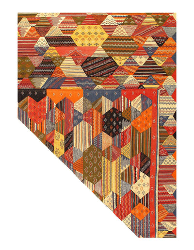 Fine Hand woven Flat Weave Moroccan 6'8'' X 9'8''