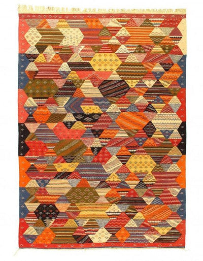 Fine Hand woven Flat Weave Moroccan 6'8'' X 9'8''