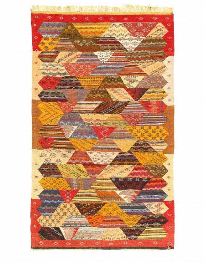 Fine Hand woven Flat Weave vintage Moroccan 4'11'' X 8'2''