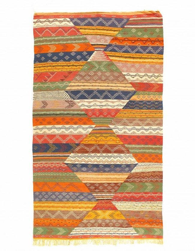 Fine Hand woven Flat Weave vintage Moroccan 4'11'' X 8'8''