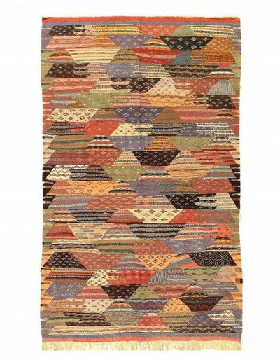 Fine Hand woven Flat Weave Vintage Moroccan 4'7'' X 7'7''