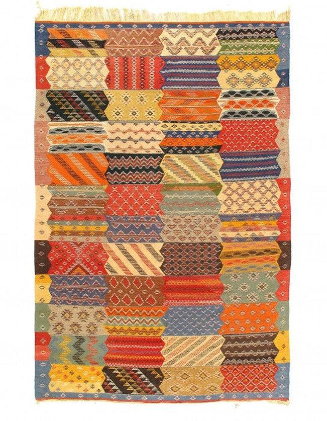 Fine Hand woven Flat Weave Vintage Moroccan 6'8'' X 9'11''