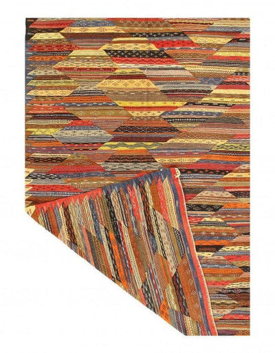 Fine Hand woven Flat Weave Vintage Moroccan 6' X 9'5''