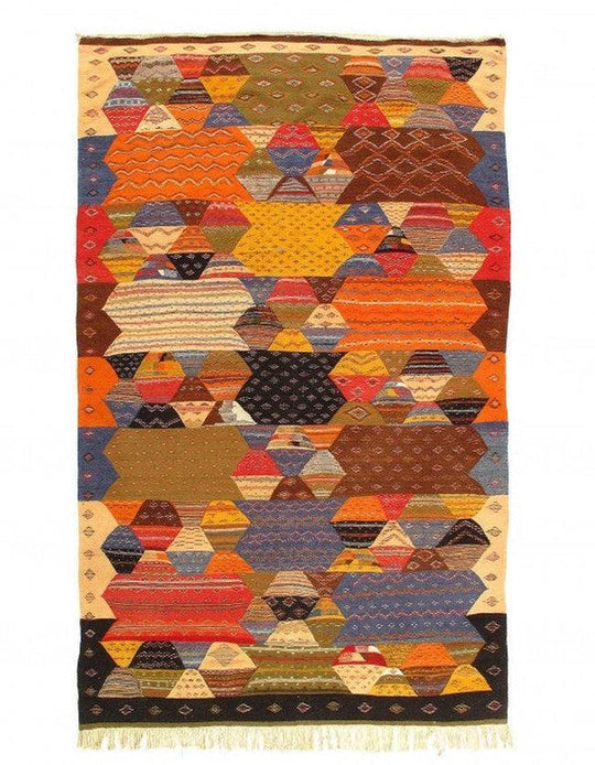 Canvello fino tejido a mano Flat Weave vintage marroquí 6'5'' X 9'11''