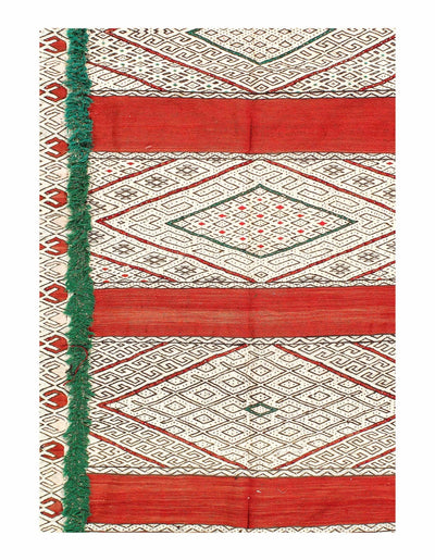 Canvello Fine Hand woven Flat Weave vintage Sumak 5'1'' X 7'2'' - Canvello