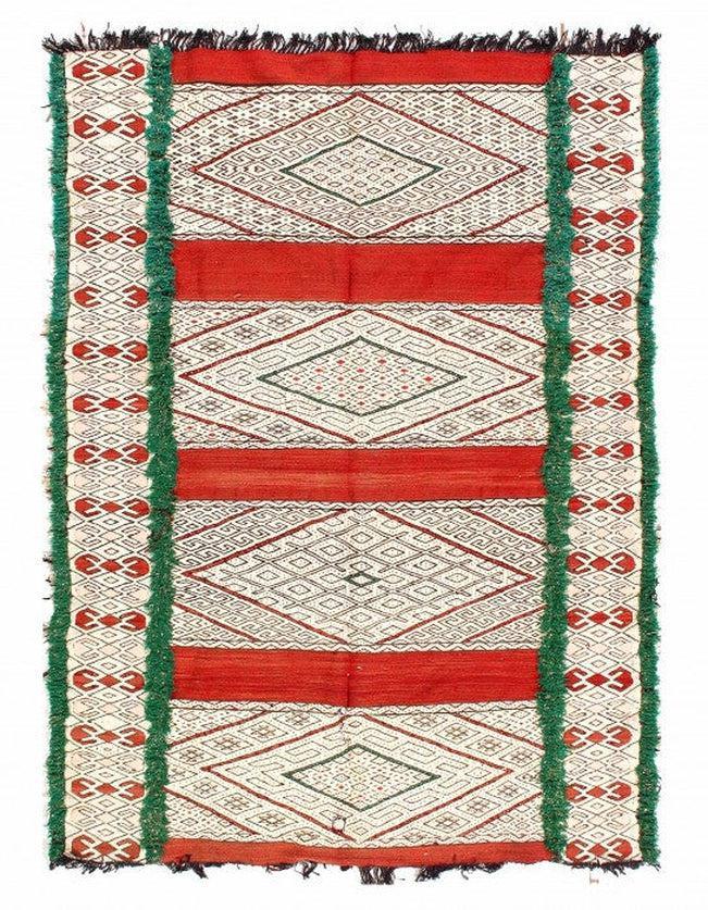 Canvello Fine Hand woven Flat Weave vintage Sumak 5'1'' X 7'2'' - Canvello