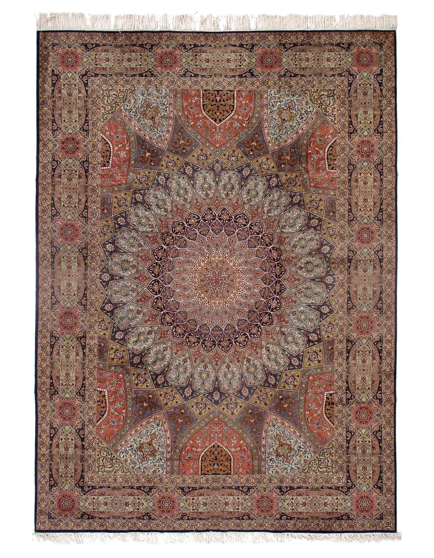 Fine silk & wool Persian Tabriz Rug - 7'11'x11'4"