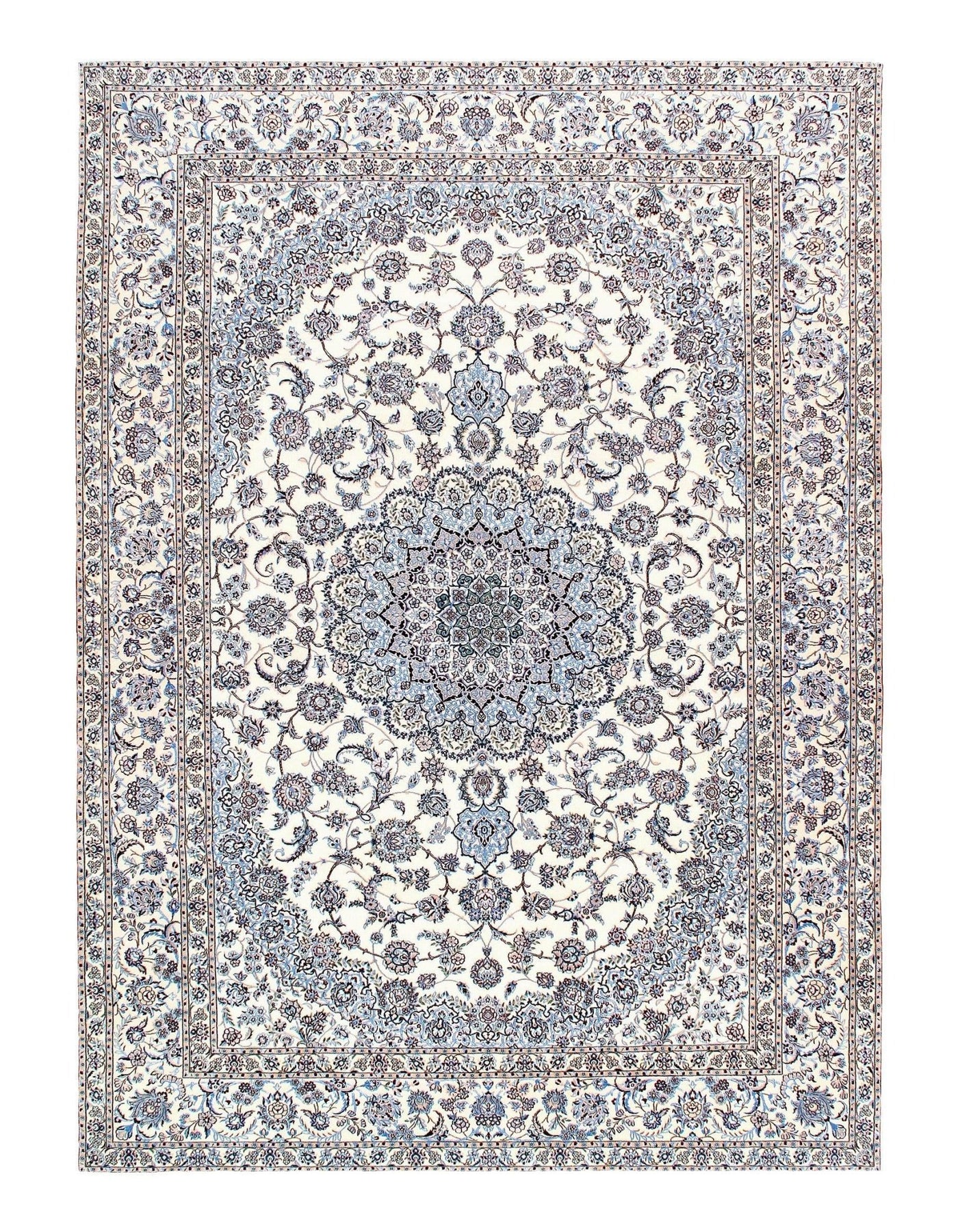 Canvello Fine Silkroad Nain 6 - Lines Lamb's Wool & Silk Rug - 8'2" X 11'6" - Canvello