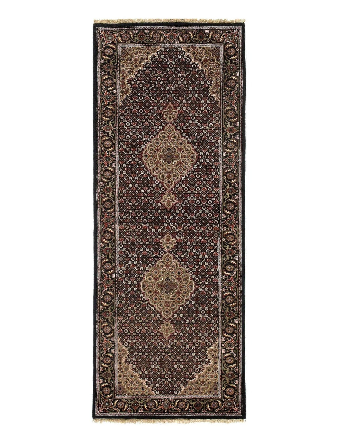 Canvello Fine Tabriz Mahi Design Silk &amp; Wool Runner- 2'6" X 6'8"