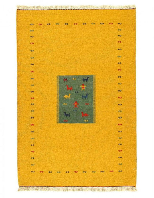 18 世紀古董高加索哈薩克羊毛客廳地毯 - 3'7'' X 7'5''