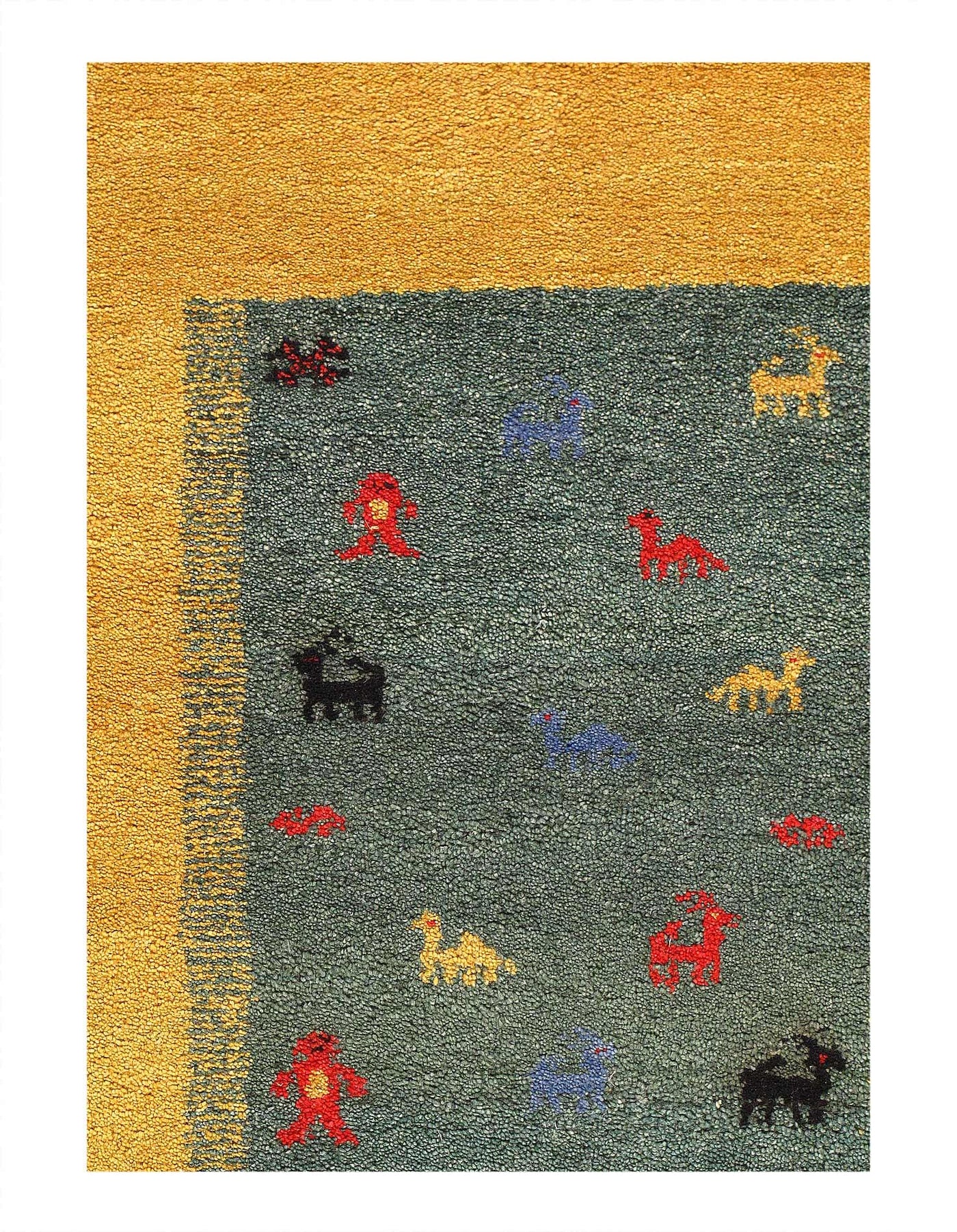 Canvello Gabbeh Green And Gold Area Rug - 5' X 8'