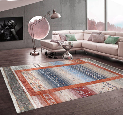 Canvello Gabbeh Hand-Knotted Silk Area Rug- 4' X 6'