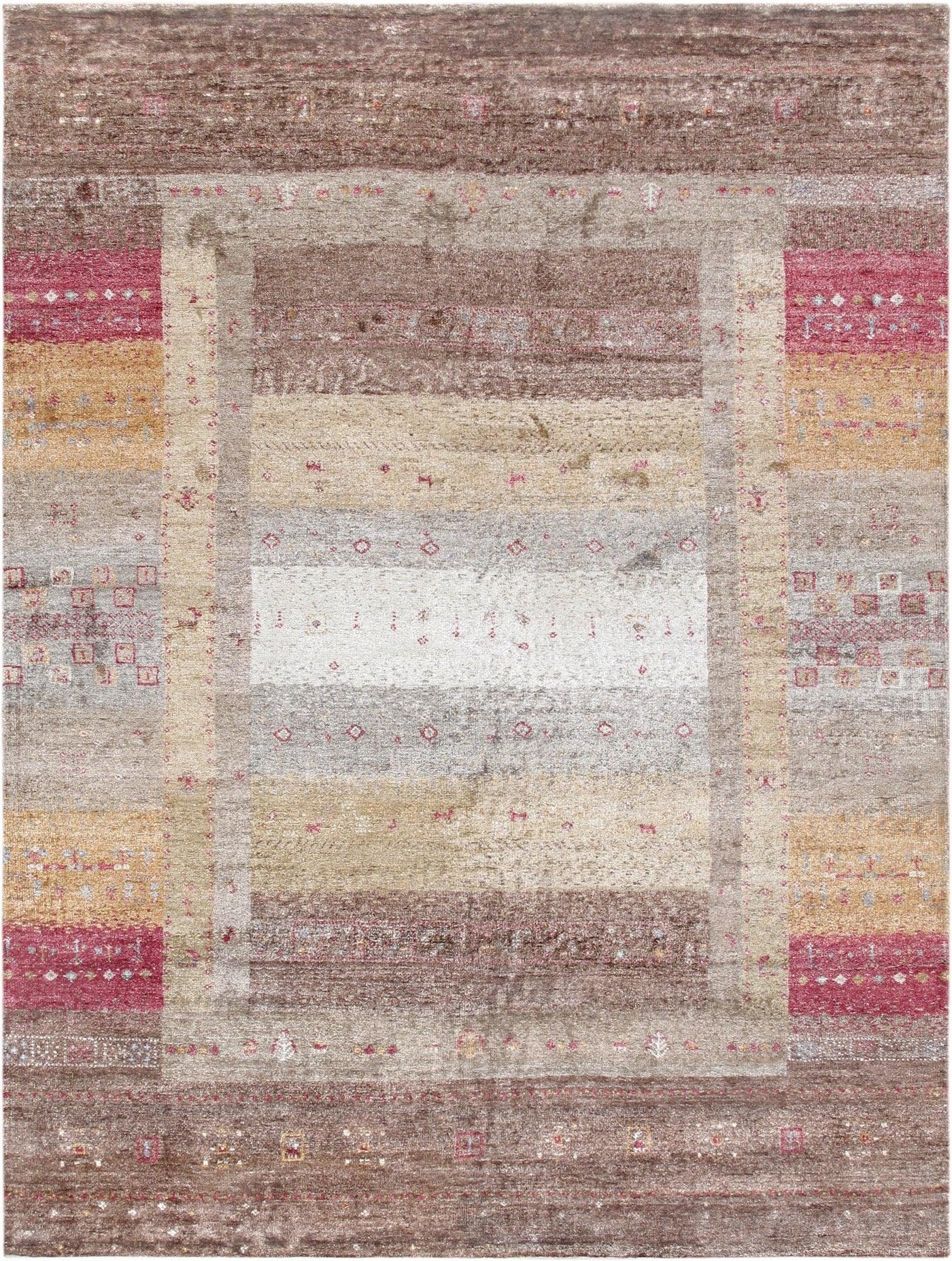 Canvello Gabbeh Hand-Knotted Silk Area Rug- 5'9" X 7'8"