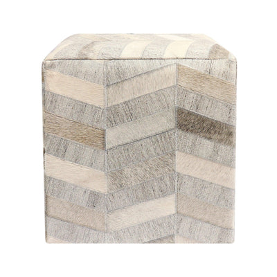 Canvello Galaxy Cowhide & Sari Silk Pouf Ottoman - Canvello