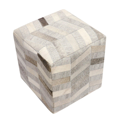 Canvello Galaxy Cowhide & Sari Silk Pouf Ottoman - Canvello