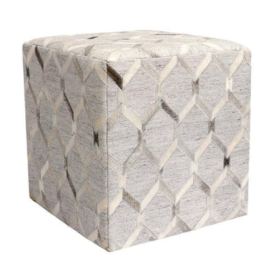 Canvello Galaxy Cowhide & Sari Silk Pouf Ottoman - Canvello