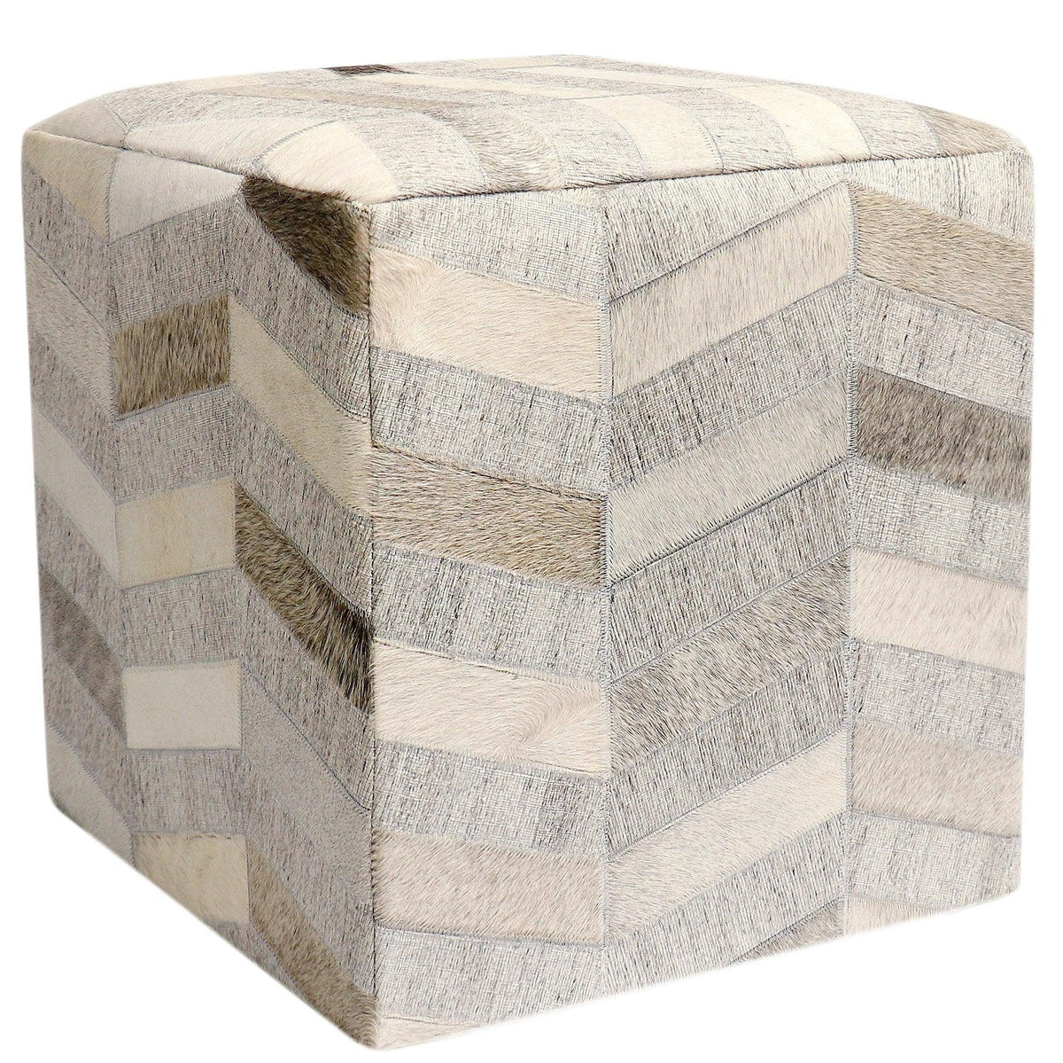 Canvello Galaxy Cowhide & Sari Silk Pouf Ottoman