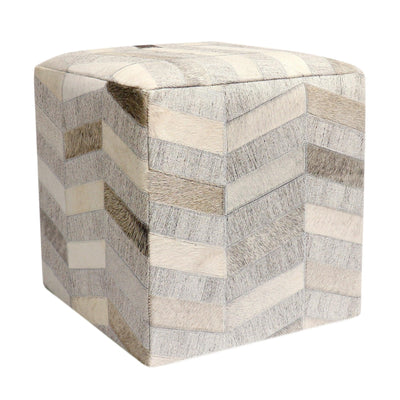 Canvello Galaxy Cowhide & Sari Silk Pouf Ottoman - Canvello