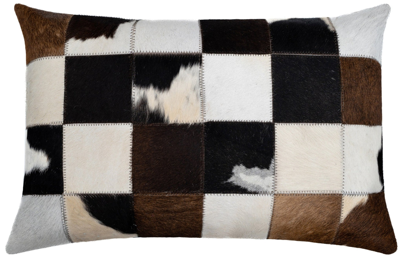 Canvello Genuine Cowhide Leather Decorative Throw Pillows - Handmade Patchwork Boho Accent Pillows For Sofa, Couch, Bed, Chair - Western Southwestern Farmhouse Pillow Covers With Feather Down Insert Included - Canvello