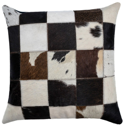 Canvello Genuine Cowhide Leather Decorative Throw Pillows - Handmade Patchwork Boho Accent Pillows For Sofa, Couch, Bed, Chair - Western Southwestern Farmhouse Pillow Covers With Feather Down Insert Included - Canvello