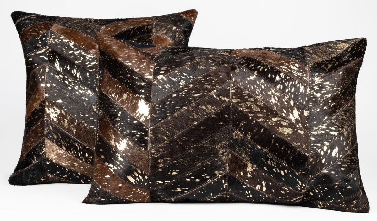 Canvello Genuine Cowhide Leather Decorative Throw Pillows - Handmade Patchwork Boho Accent Pillows For Sofa, Couch, Bed, Chair - Western Southwestern Farmhouse Pillow Covers With Feather Down Insert Included