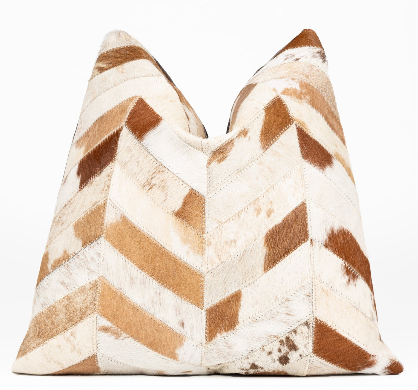 Canvello Genuine Cowhide Leather Decorative Throw Pillows - Handmade Patchwork Boho Accent Pillows For Sofa, Couch, Bed, Chair - Western Southwestern Farmhouse Pillow Covers With Feather Down Insert Included - Canvello