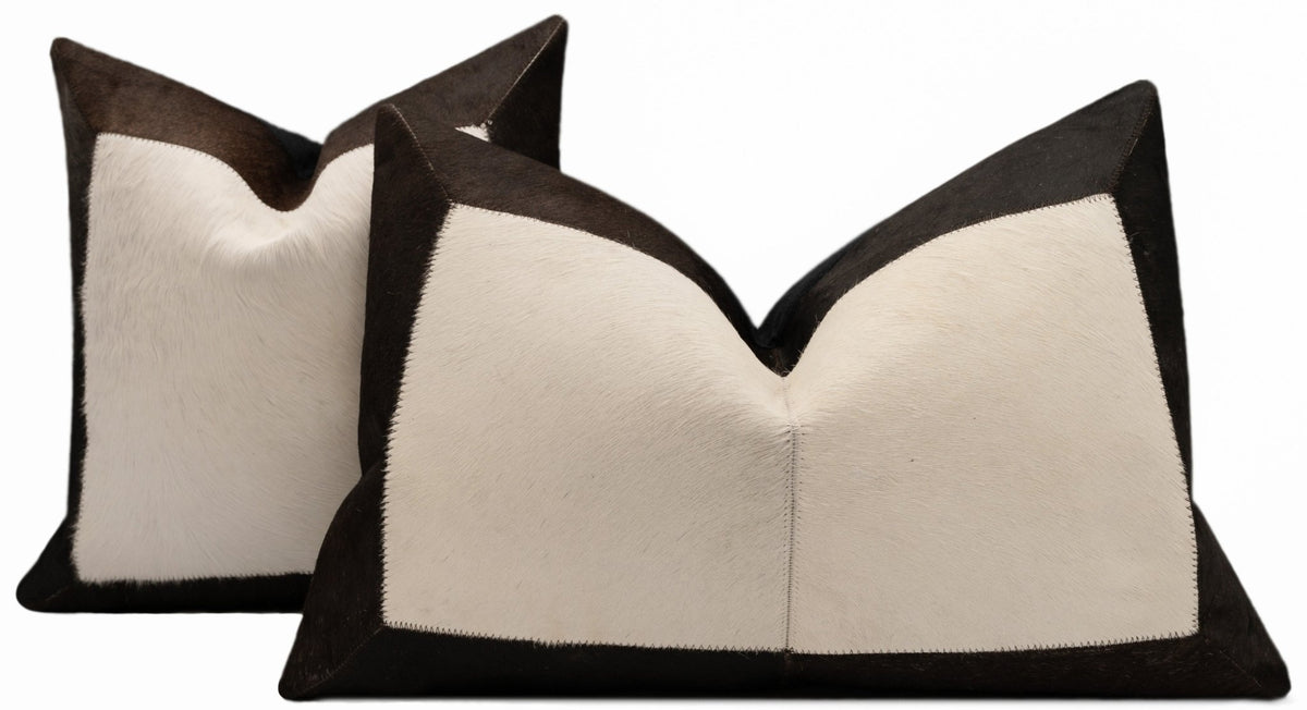 Canvello Genuine Cowhide Leather Decorative Throw Pillows - Handmade Patchwork Boho Accent Pillows For Sofa, Couch, Bed, Chair - Western Southwestern Farmhouse Pillow Covers With Feather Down Insert Included