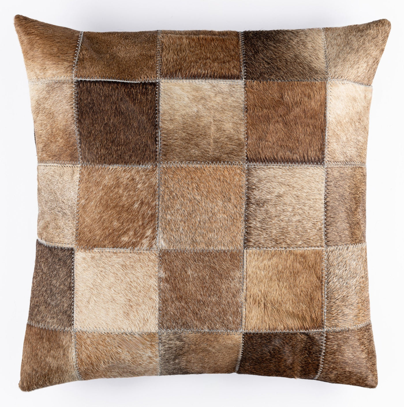 Canvello Genuine Cowhide Leather Decorative Throw Pillows - Handmade Patchwork Boho Accent Pillows For Sofa, Couch, Bed, Chair - Western Southwestern Farmhouse Pillow Covers With Feather Down Insert Included - Canvello