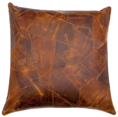 Canvello Genuine Cowhide Leather Decorative Throw Pillows - Handmade Patchwork Boho Accent Pillows For Sofa, Couch, Bed, Chair - Western Southwestern Farmhouse Pillow Covers With Feather Down Insert Included) - Canvello