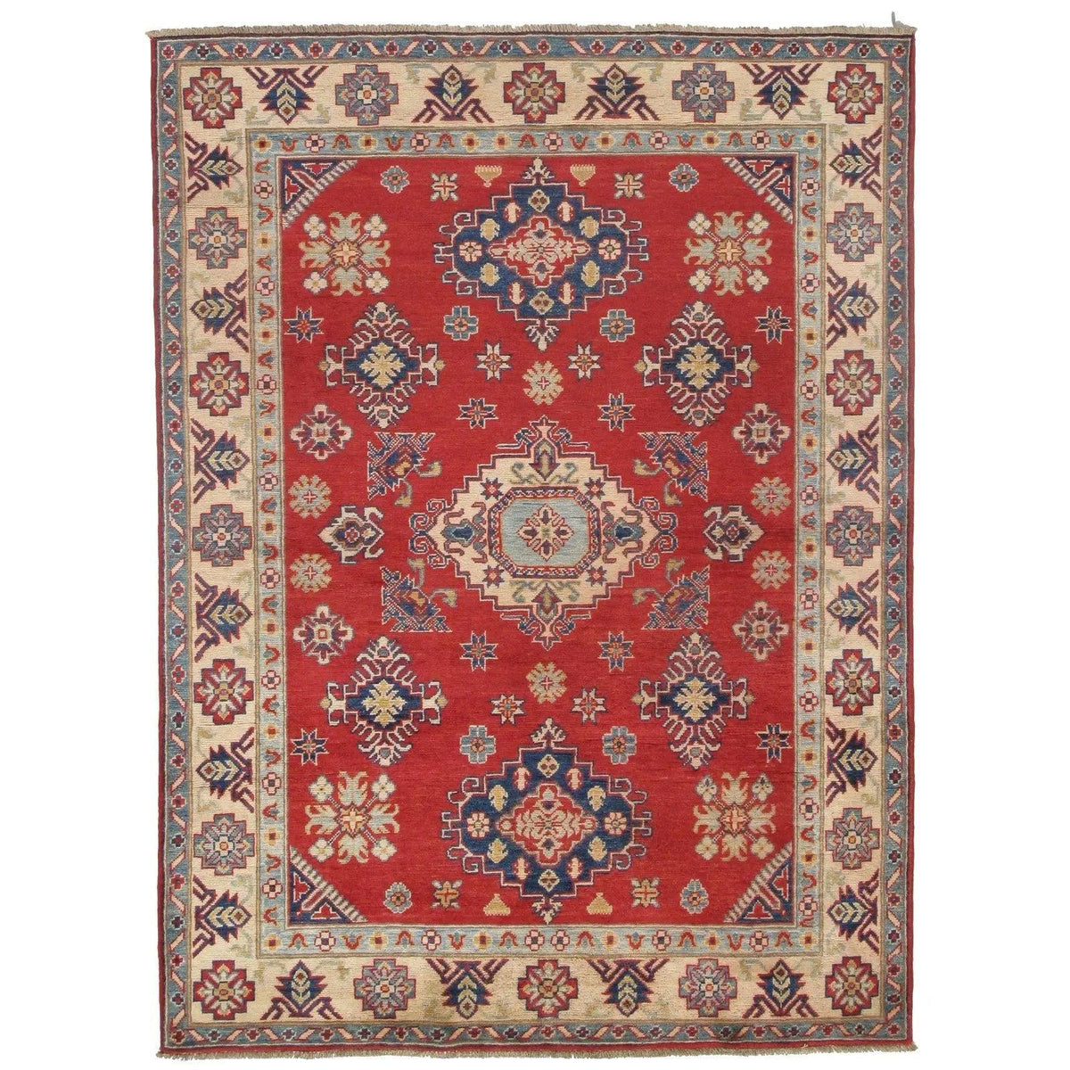 Alfombra de lana de cordero genuina de Kazak de Canvello - 5' x 6'8"