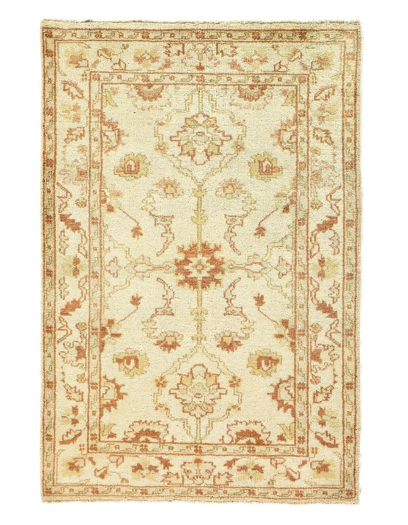 Genuine Oushak Design Hand-Knotted Rug - 3'1" X 4'7"