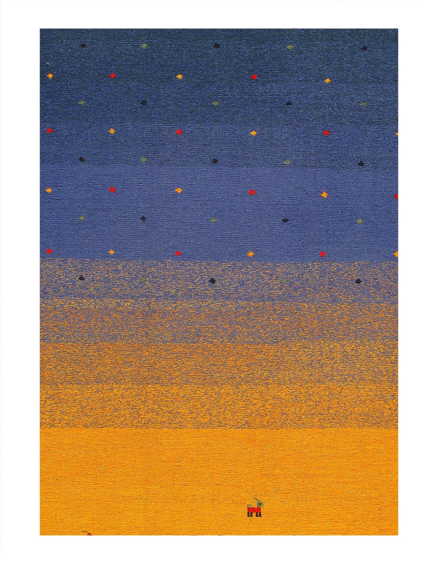 Canvello Gold and Blue Sumac Gabbeh Design Rug - 8' X 10' - Canvello