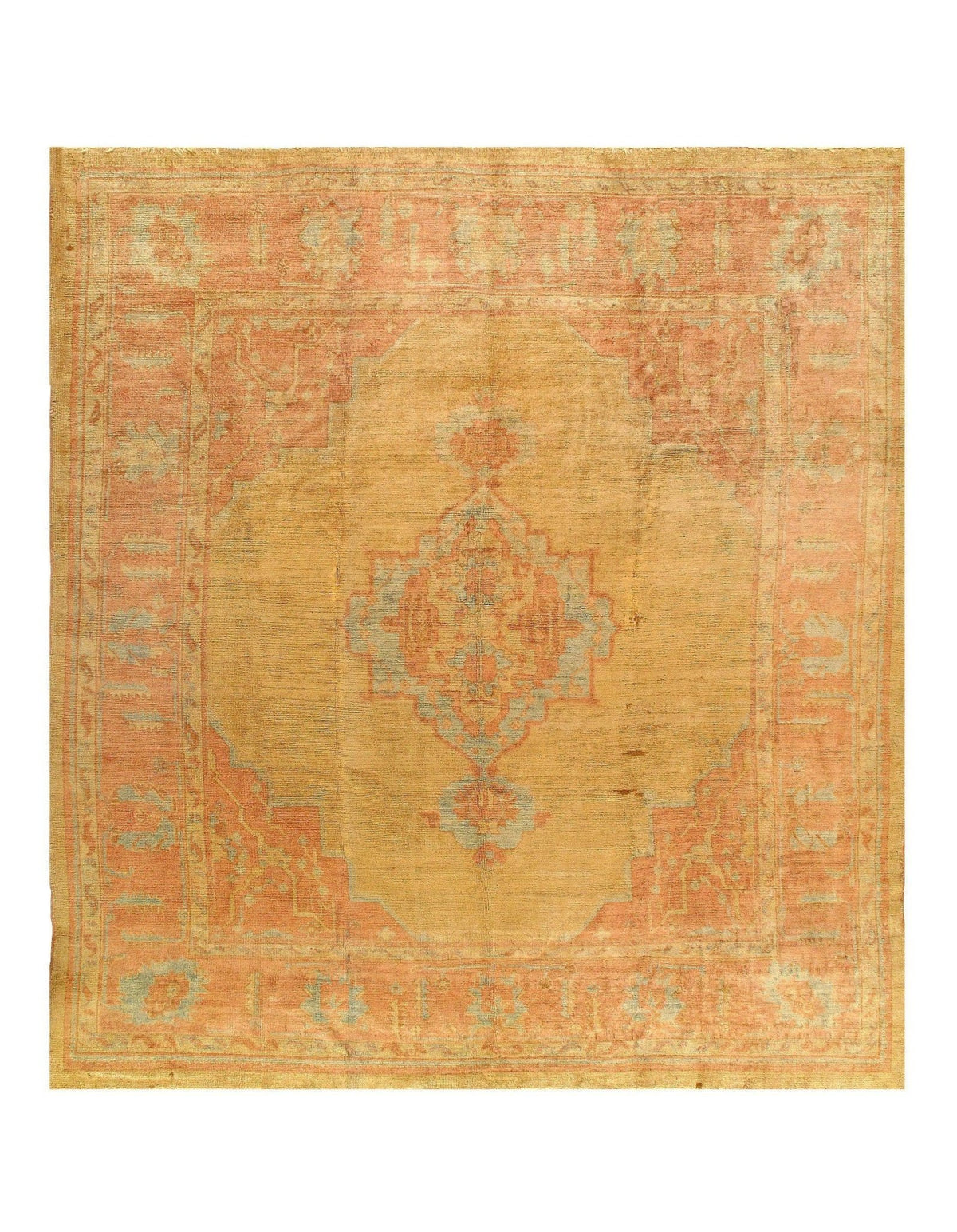 Canvello Gold Antique Turkish Oushak Rug - 10'2" X 11'6"