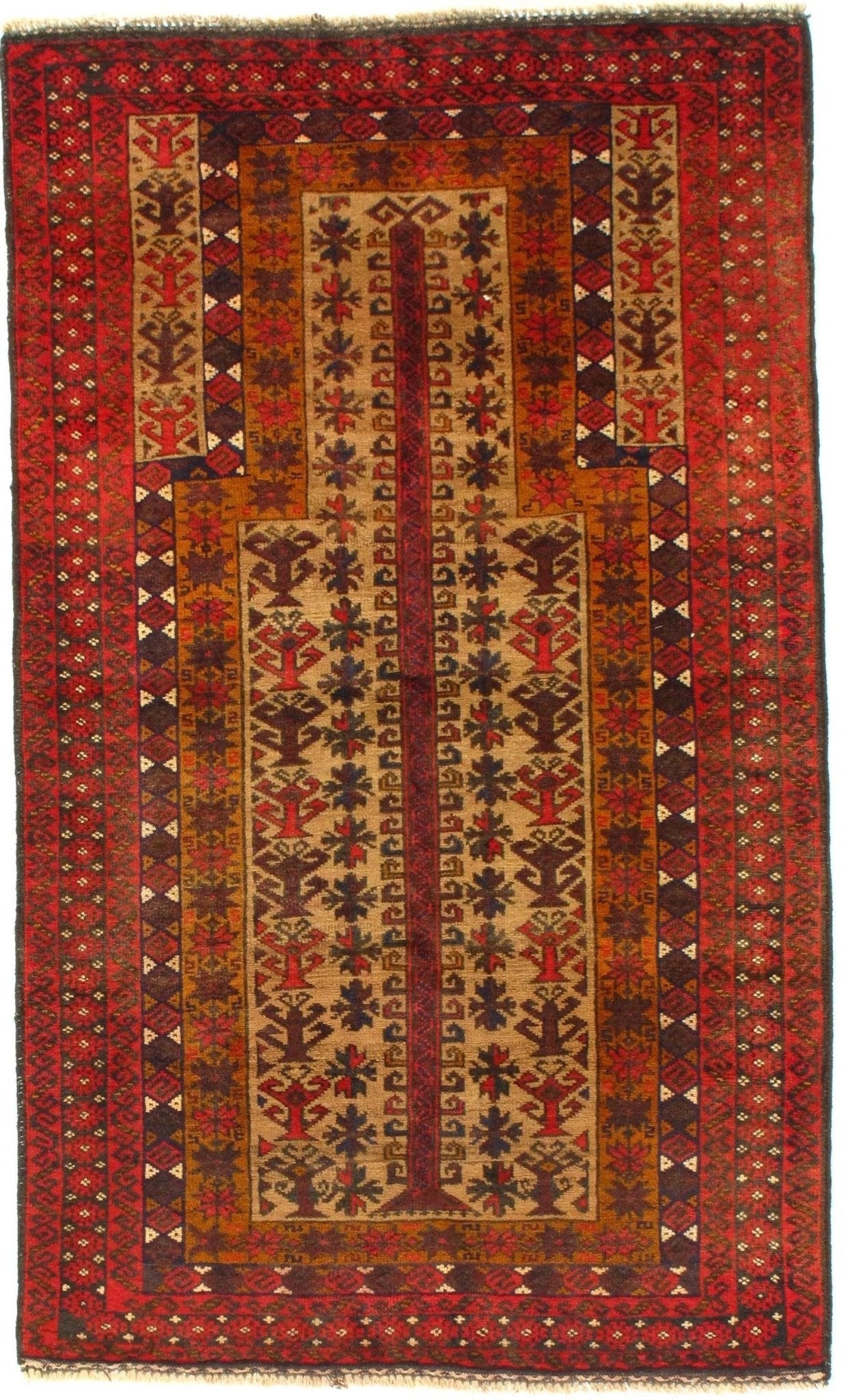 Canvello Gold Balouchi prayer Rug - 3' x 5' - Canvello