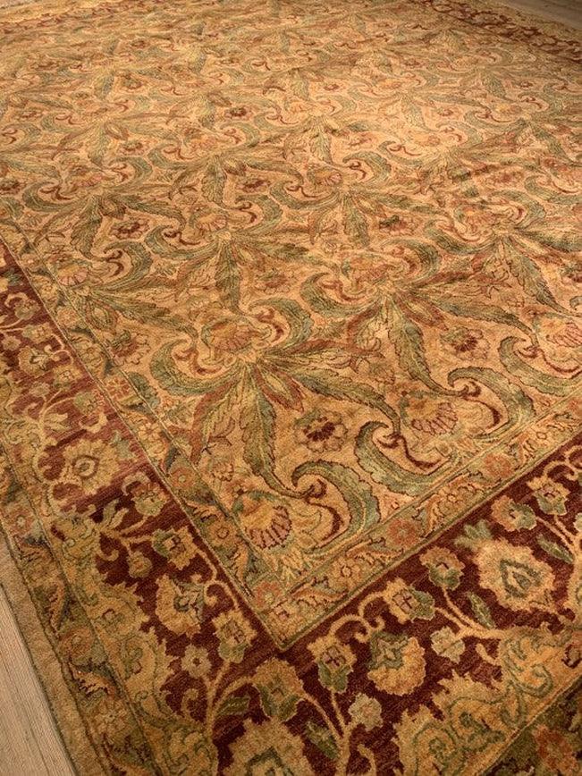 Canvello Gold Color Fine Hand Knotted Agra Rug 12' X 15' - Canvello