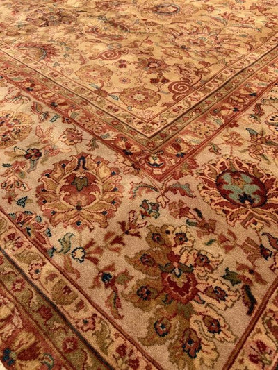 Canvello Gold Color Fine Hand Knotted Agra Rug 12' x 18' - Canvello