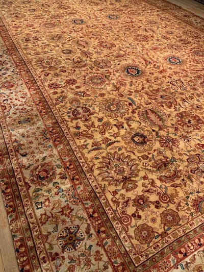 Gold Color Fine Hand Knotted Agra Rug 12' x 18'