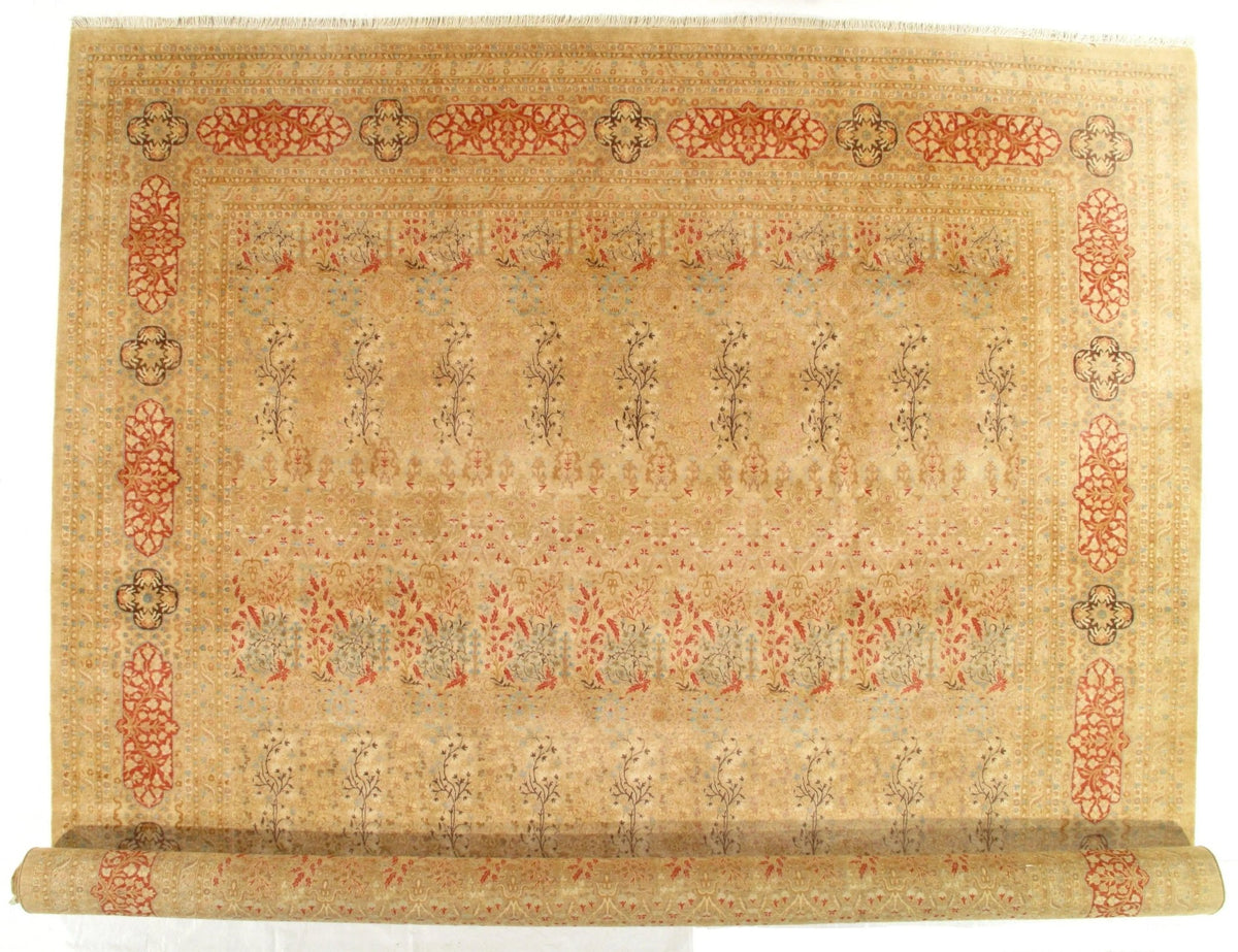 Canvello Gold Color Silkroad Tabriz Design rug 12'4'' X 17'11''