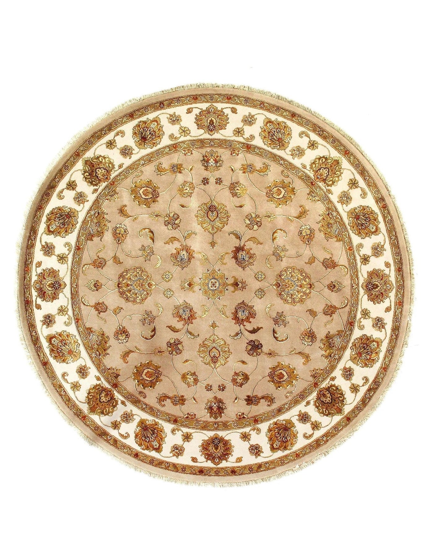 Canvello Gold Fine Agra Round Rug 8' X 8' - Canvello